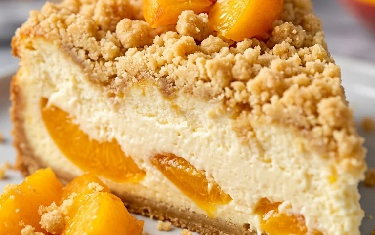 Peach Cream Cheese Cake with Streusel Topping