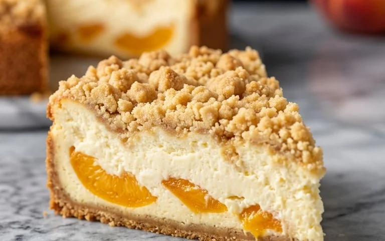 Peach Cream Cheese Cake with Streusel Topping