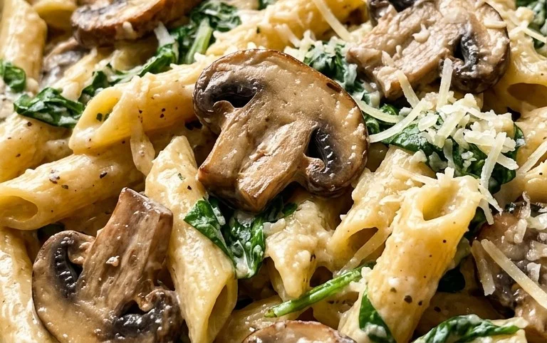 Parmesan Spinach Mushroom Pasta Skillet