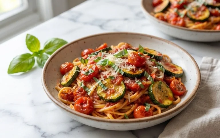 Healthy Tomato Zucchini Pasta