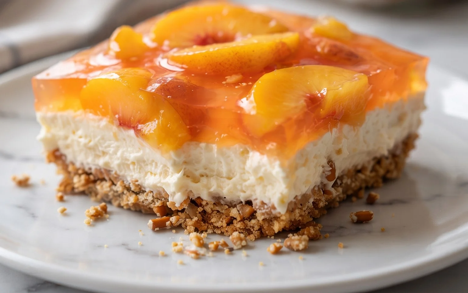 Peach Pretzel Salad Dessert