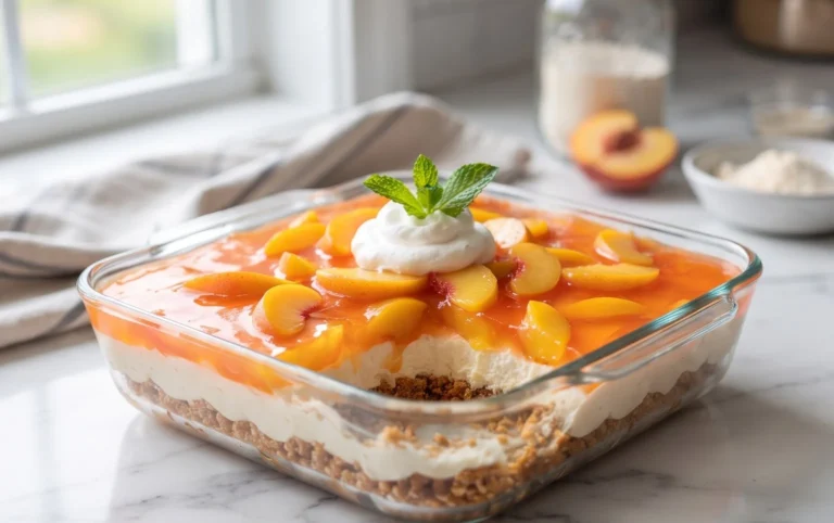 Peach Pretzel Salad Dessert