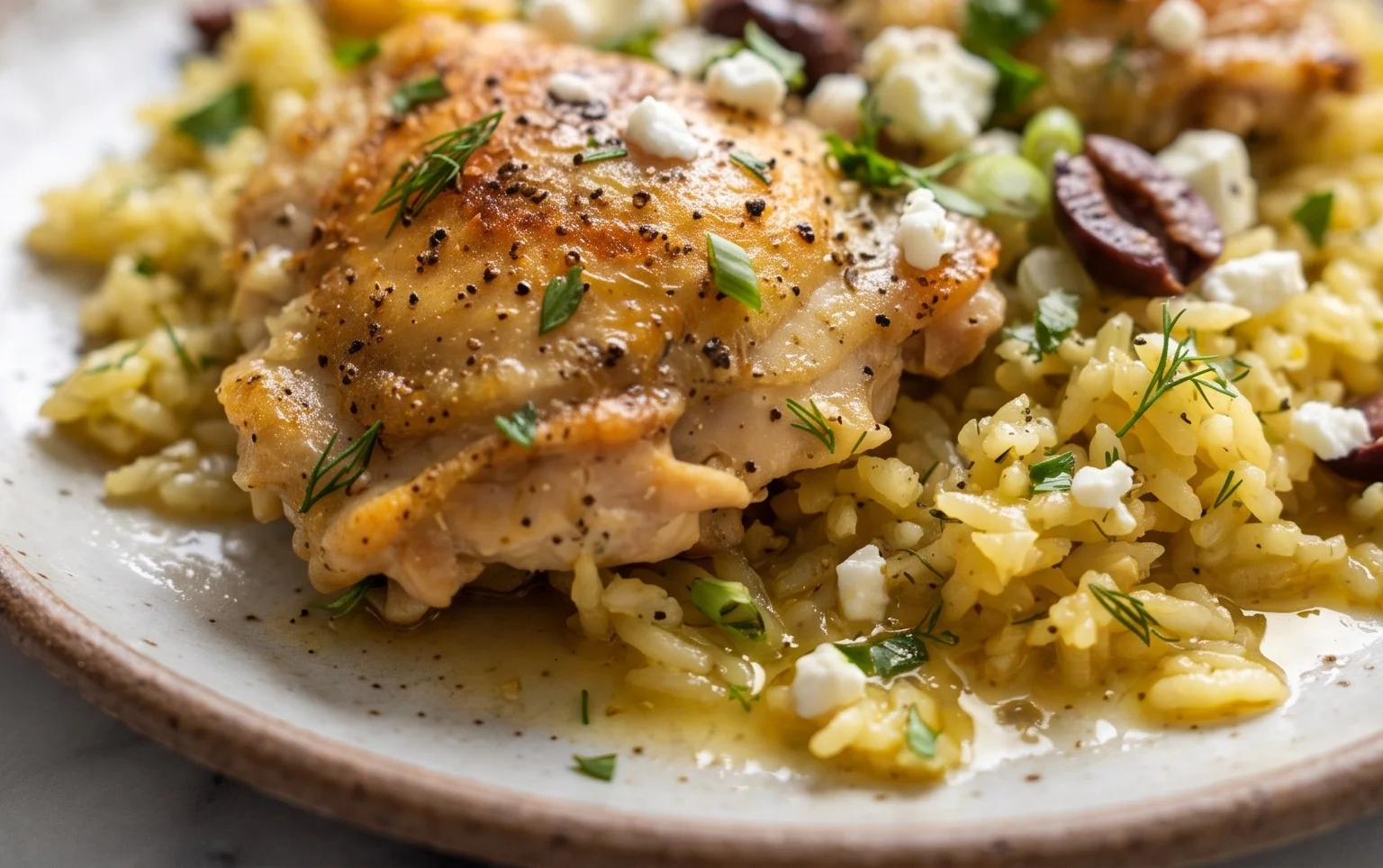 Greek Chicken and Lemon Rice (30 Minutes, One-Pot)