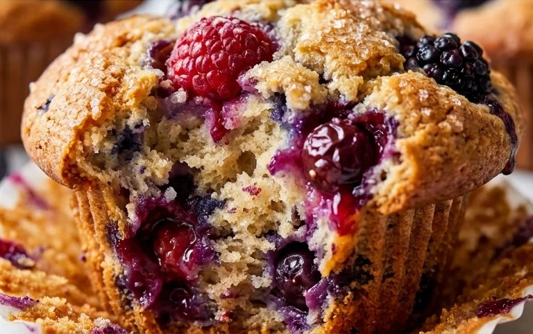Bakery Style Mixed Berry Muffins | with Frozen Berries