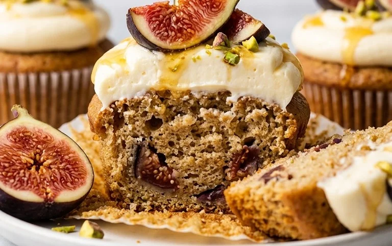 Fig Cupcakes with Honey Cream Cheese Frosting
