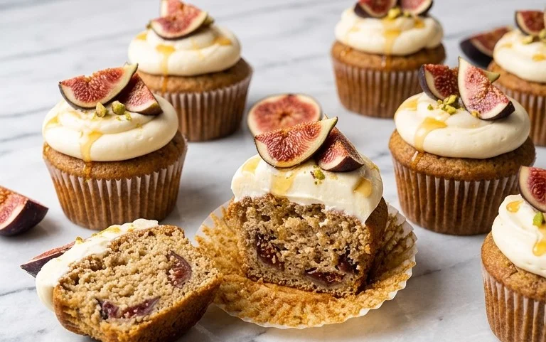 Fig Cupcakes with Honey Cream Cheese Frosting