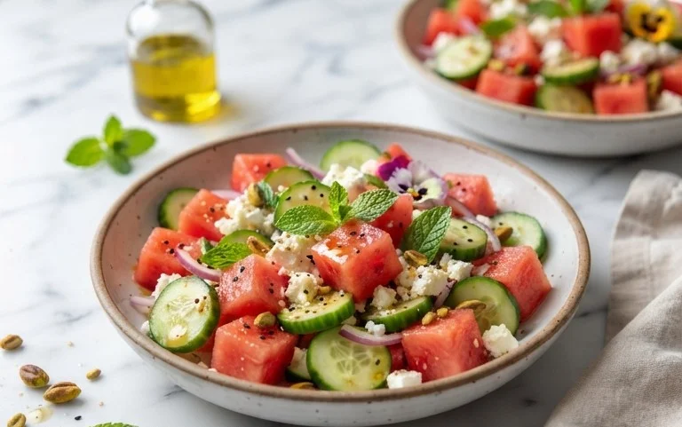 Watermelon Salad with Cucumber and Feta