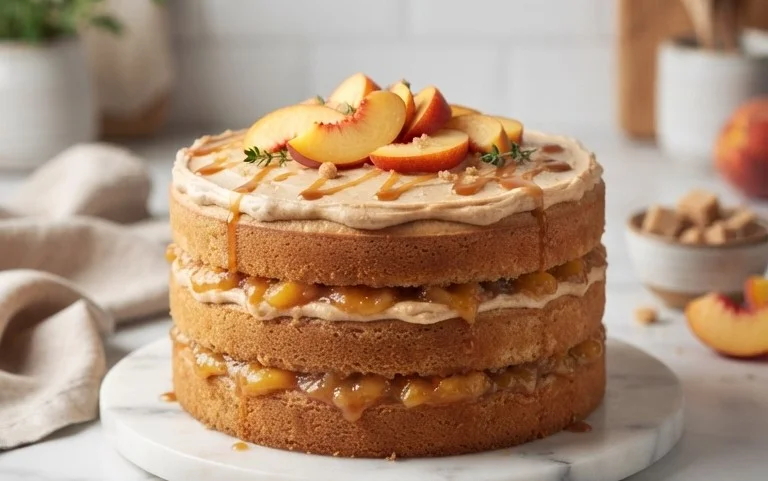Brown Sugar Layer Cake with Peach Filling