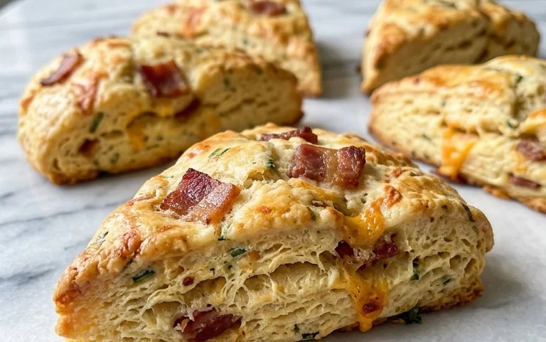 Beef Bacon Cheddar and Chive Scones