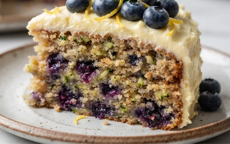Blueberry Zucchini Cake with Lemon Buttercream