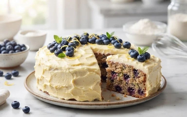 Blueberry Zucchini Cake with Lemon Buttercream