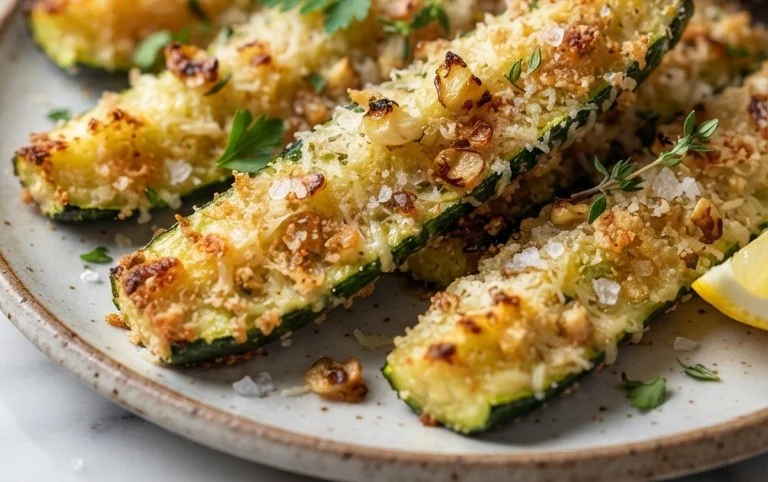 Irresistibly Crunchy Garlic Parmesan Roasted Zucchini