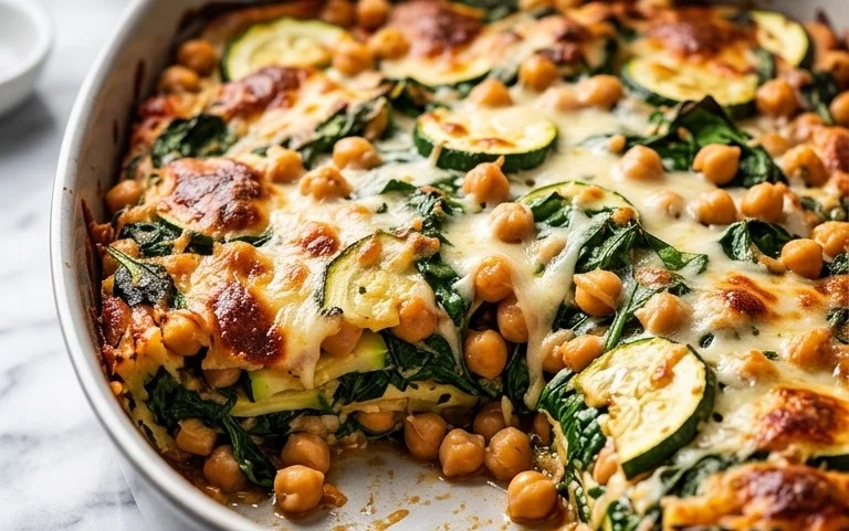 Spinach Zucchini Chickpea Bake